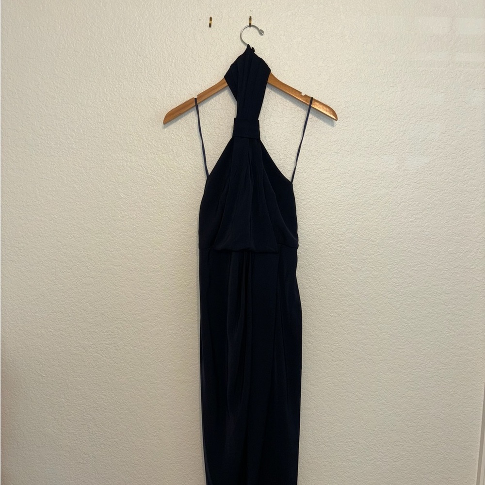 Elegant Navy Halter Dress